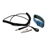 Elastic Adjustable Blue Wrist Strap with 4mm Snap and 12' Coil Cord redirect to product page